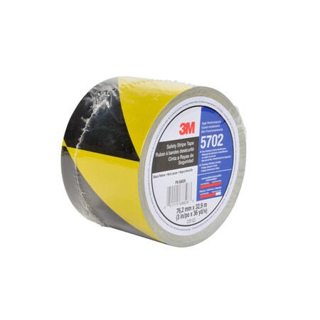 3M Safety Stripe Vinyl Tape 5702, Black/Yellow, 3 In X 36 Yd, 5.4 Mil, Individually Wrapped 7010374979